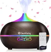 550ml Essential Oil Diffuser, Ultrasonic Aroma Diffuser with Smart Remote Control, Aromatherapy Humidifier Fragrant Oil Vaporizer with 8 Color LED Light, Auto Timer for Home Office(Dark Wood Grain)