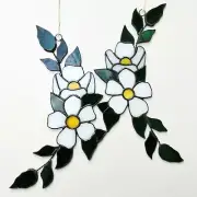 Cherry Blossom Stained Glass Suncatcher Set of 2 - White Sakura Window Panel