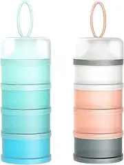 4 Layer Milk Powder Dispenser, Formula Milk Powder Scoop, Infant Food Box, Portable Milk Powder Scoop, Milk Powder Box, Milk Powder Dispenser (2 Pieces, BPA-Free) (D)