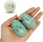 Orientrea Palm Stone-2 Pcs Amazonite Stone Pocket Energy Stone, Smooth Healing Crystal Worry Stone