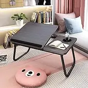 Laptop Bed Table Foldable Lap Standing Desk Adjustable Laptop Table Notebook Bed Tray with Cup Holder
