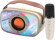Laser Infinity Karaoke Speaker with Wireless Mic, Bluetooth, LED Light Show, 1200mAh Battery, 5W Sound - Supports USB/SD/AUX for Smartphones, Tablets, Laptops, MP3 Players