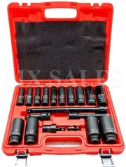 19 PC 1/2" Drive Deep Impact Socket Set SAE Size 3/8" - 1-1/4"