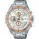 【CASIO】卡西歐 EDIFICE 賽車風格 鋼錶帶 三眼計時男錶 EFR-556DB-7A 白/銀
