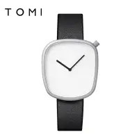 在飛比找蝦皮購物優惠-TOMI特米鵝卵石手錶石英錶時尚男女皮帶表簡約方形手錶
