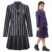 Wednesday Addams Cosplay Costume Set Nevermore Academy School Uniform Halloween Carnival Party Costume For Women Girl Purple Adult L