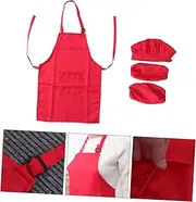 QUMIIRITY Cooking Playset with Apron Chef Hat and Sleeve Middle for Ages Red Fun Role Play for Cooking Baking and Painting Activities