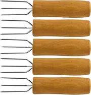 BBQ Corn Holder, Kitchen Skewer Fork Metal Sweetcorn Stick with Wood Handle - Kitchen Tools, BBQ Fork for Corn On The Cob, for Patio Garden Barbecue, Beach BBQ