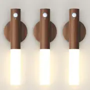 Battery-Operated Motion Sensor Night Lights: 2200mAh Rechargeable Wood 3PCS