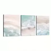 3 Set of Ocean & Beach Wave Print 100% Australian Made 3 x 40x60cm (Stretched)