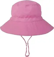 JUNMIN Children's Hats Spring and Summer Toddler Sun Hats Men and Women Baby Breathable Flat Caps Beach Ocean Flower Fisherman Hats (Color : Pink, Size : Medium)