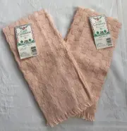VTG Charles Craft Kitchen Dish Towels Peach Fringe Checkerboard USA Set of 2