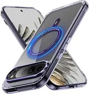 [RUNGOS] for Google Pixel 9 Case, Pixel 9 Pro Case Magsafe [Strong Magnetic] [Slim Fit] [12Ft Drop Tested] Hard Back Clear Case for Google Pixel 9 Pro/Pixel 9 Phone Case, Magnetic Shockproof Cover 2024