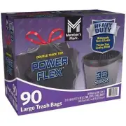 Member's Mark 33-Gallon Power Flex Drawstring Trash Bags 90