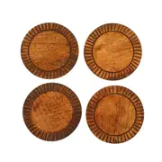 4pc Maine & Crawford Ives 10cm Mango Wood Round Coaster Table Protector Natural