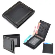 Black Men's Leather Wallets Credit Card Holder Billfold Bifold Purse Clutch Bags
