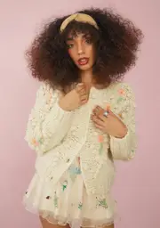 [Sugar Thrillz] Flower Patch Knit Cardigan