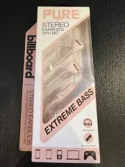 PURE Deluxe Stereo Ear Buds w/ Microphone Noise Isolation & Extra Bass Pink