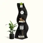 Corner Shelf, Wooden 5-Tier Corner Bookshelf, Small Space 5-Tier 1PC Black