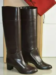$1695 New Christian Louboutin Brown Leather TUBA 50 APOLLO CALF Boots 38.5