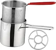 FIXOSHEE 1Set Stainless Steel Deep Fry Pot with Fry Basket Compact Frying Kit for Chips French Fries Onion Rings and Chicken Lightweight for Home and Outdoor Cooking