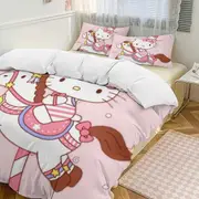 v881 Hello Kitty 3-Piece Twin Bed Set - Includes 1 Single Comforter And 2 Pillowcases Bedding - Fade Resistant Microfiber - Hello Kitty io881