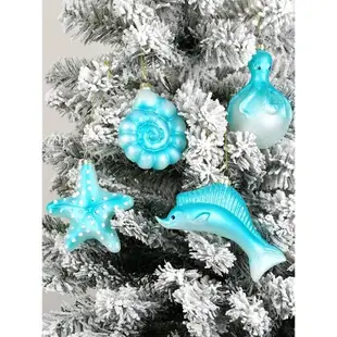 圣誕裝飾品彩繪工藝玻璃吊飾海洋系列圣誕樹掛件配件櫥窗場景布置