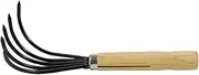 5-Claw Rake Hand Cultivator with Short Wooden Handle, Bendproof Garden Hand Rake Tool, Great for Loosening or Weeding Soil Type B