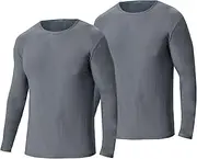 [BEGIANT] 2 Pack Thermal Underwear Top for Men Thermals Long Sleeve Base Layer Shirt Winter Warm Underwear Tops Crew Neck Compression Top for Cold Weather