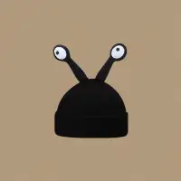 在飛比找momo購物網優惠-【OCEANA】黑色外星人觸角款毛帽(卡通搞怪可愛頭套針織毛