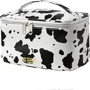 QIUPINGLI Portable Makeup Bag Cosmetic Bags for Women Medium Pouch Case Purse Make Up Organization Waterproof (Print Cow)