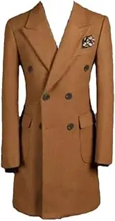 [Generic] Men Winter Trench Long Blazer Double Breasted Formal Groom Tweed Wool Coat
