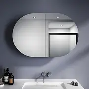 ELEGANT Bathroom Mirror Cabinet Medicine Vanity Wall Mirrored Cupboard with Storage,900mmx600mm