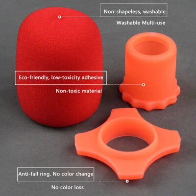 Wireless Microphone Protective Kit Foam Mic Cover Anti-Slip Anti-Rolling Ring US