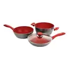 Flavor Stone Diamond Edition 4 Piece Set Red Frying Pan 24cm IH