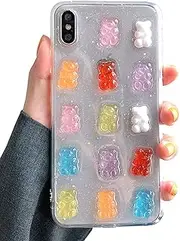 UnnFiko 3D Clear Case Compatible with iPhone XR, Super Cute Cartoon Bears, Funny Creative Soft Protective Case Cover (Bears, iPhone XR)