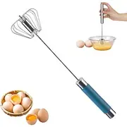 Stainless Steel Semi-Automatic Whisk, Hand Push Mixer Stirrer Tool Manual Egg Shaker, Rotating Automatic Eggbeater for Cooking Kitchen Home Egg Milk