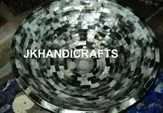 9" Round Marble sink / wash basin Black & White MOP Sea Shell Inlay Home Decor