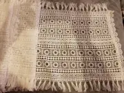 White Lace Table Runner Cotton Crochet Fringed Doilies Rectangle 12"×102"
