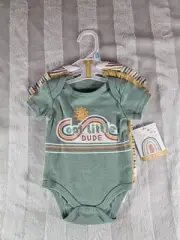 Boys Millie & Myles 3 Pack Rompers Bodysuits Size 0-3 Months Cool Little Dude