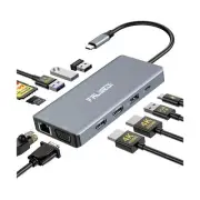 USB C Laptop Docking Station Daul Monitor, 12 in 1 USB C Hub Multiport Adapte...