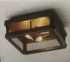 allen + roth Remy Stained Wood Black Metal Wire Mesh Ceiling Light Mount Fixture