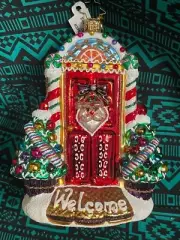 Radko SWEET HOME DOOR DECOR Ornament Welcome Candycane 6” Mint New