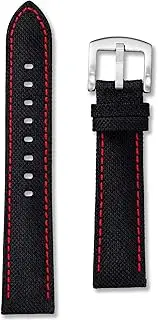 [Buckle & Stitch] Sailcloth Canvas Watch Strap - Premium Nylon - 18mm 20mm 22mm 24mm - Black Grey White Blue Yellow Orange Red Stitching - Classic Replacement Nautical Sail Cloth Band - Spring Bars and Tool Included