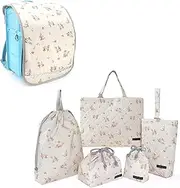 [COLORFUL CANDY STYLE] NU102500 Kindergarten Entrance 6-Piece Set, Lesson Bag, Shoe Case, Drawstring Bag, Gymnastics Clothes Bag, Lunch Bag, Cup Bag, Small Items, School Bag Cover, Petit Bouquet, Girls,
