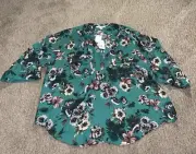 Philosophy Women’s Plus Size 3quarter Sleeve Dress Shirt Green 3X