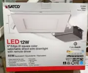 NEW 1-pc Satco 6" Edge-lit Square LED Down Light 12W Color Selectable S11830