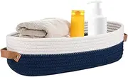 Cotton Rope Storage Basket - Woven Cotton, Neutral Beige with Leather Handles | Stylish Room Decorative Organizer for Toys, Towels, Books, Nursery, Multipurpose Storage Box for Home and Bedroom Use