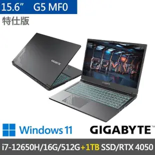 【GIGABYTE 技嘉】15.6吋i7獨顯RTX特仕筆電(G5 MF0-G2TW313SH-SP2/i7-12650H/16G/512G+1TB SSD/RTX4050/黑)