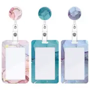 3 Set Heavy Duty Badge Holder with Retractable Reel, Marble Retractable ID Ba...